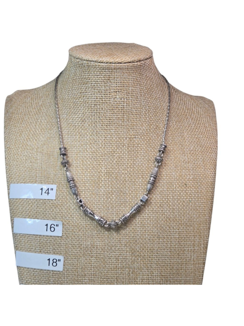 Brighton Vintage Necklace Barrel and Cut Out Link Silver Tone Beaded Classic